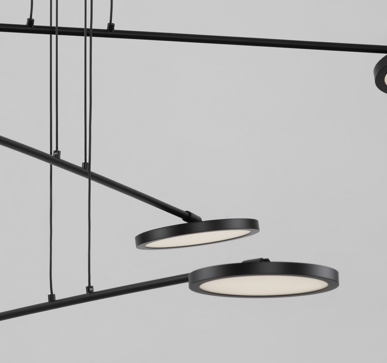 Designerski czarny żyrandol Vialto z dyskami LED 51W