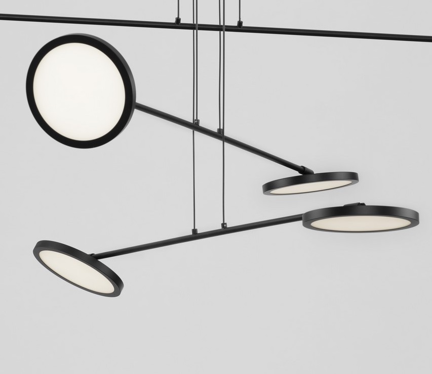 Designerski czarny żyrandol Vialto z dyskami LED 51W