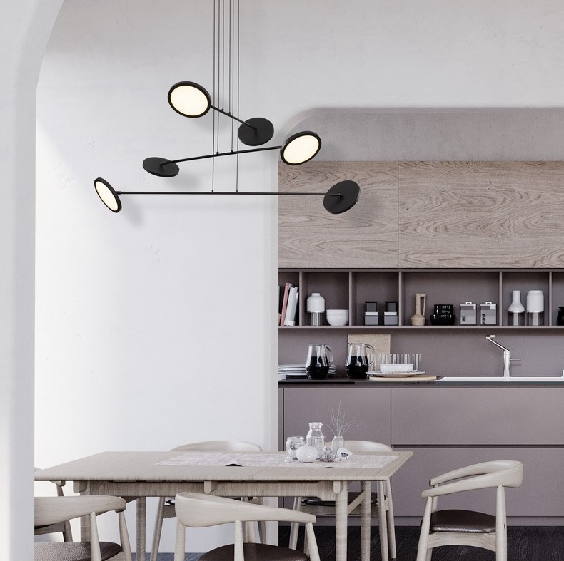 Designerski czarny żyrandol Vialto z dyskami LED 51W