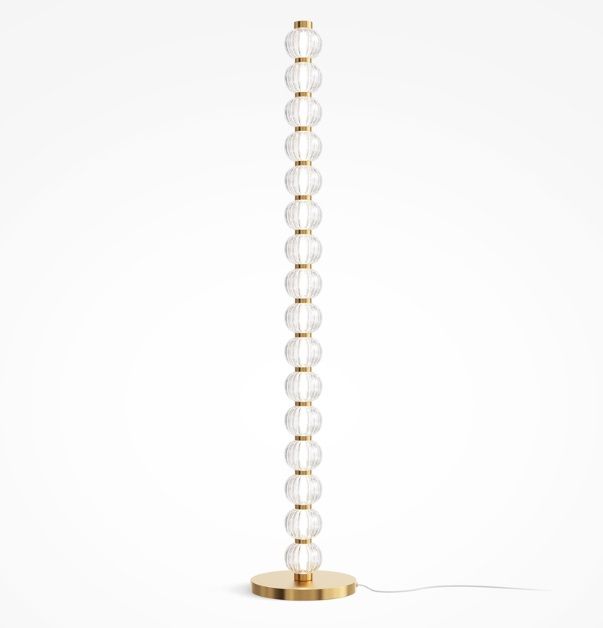 Ekskluzywna lampa stojąca LED Amulet glamour z kaskadą szklanych kul