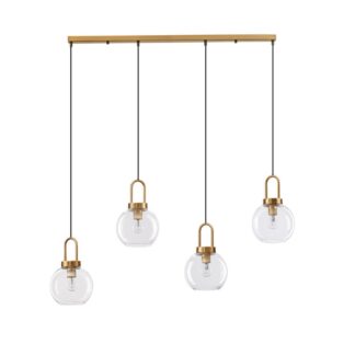 Lampa wisząca Quina 4 z klasycznymi szklanymi kloszami do oświetlenia stołu