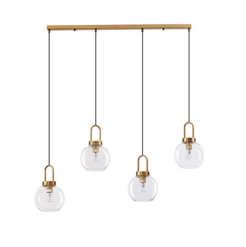 Lampa wisząca Quina 4 z klasycznymi szklanymi kloszami do oświetlenia stołu