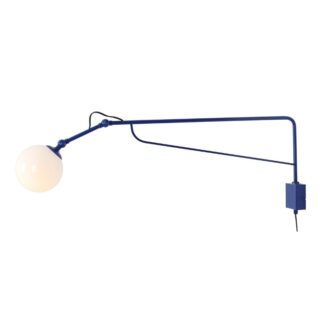 Kinkiet Soho Glass Long w kolorze niebieskim z wydłużonym ramieniem