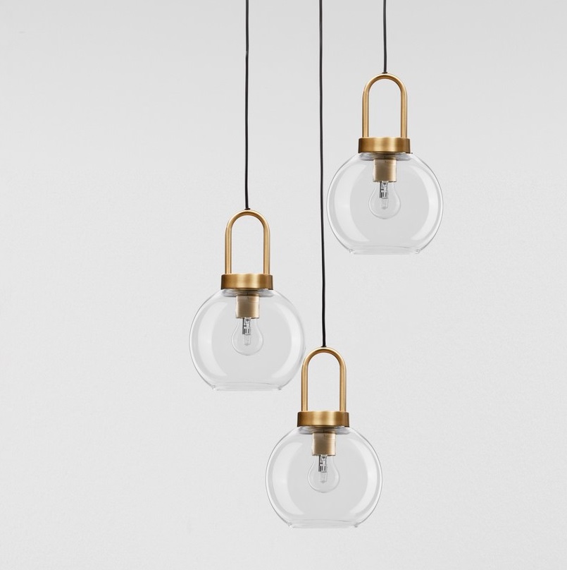 Klasyczna lampa wisząca Quina 3 z szklanymi kloszami