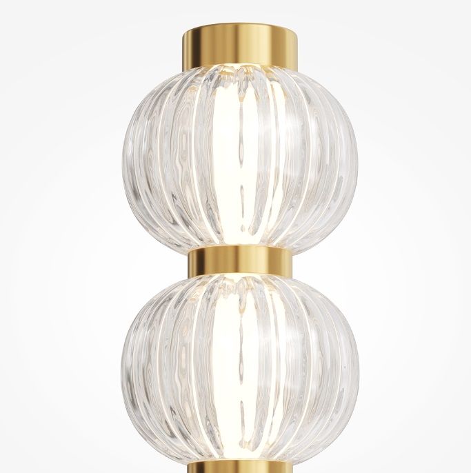 Ekskluzywna lampa stojąca LED Amulet glamour z kaskadą szklanych kul