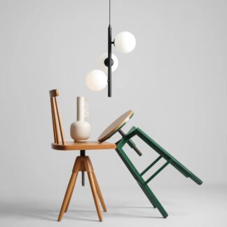 Wisząca lampa w kolorze czarnym z mlecznymi kulami Fin S 34 – idealna nad ławę do salonu