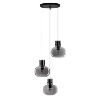 Lampa sufitowa wisząca Mellu 3 z szarymi szklanymi kloszami