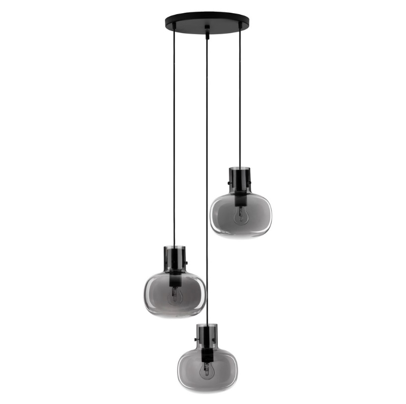 Lampa sufitowa wisząca Mellu 3 z szarymi szklanymi kloszami