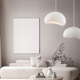 Lampa wisząca Cluora 40 w nowoczesnym stylu, biała z fakturą