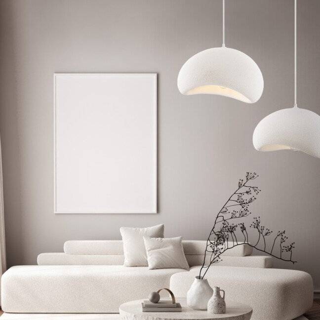 Lampa wisząca Cluora 40 w nowoczesnym stylu, biała z fakturą