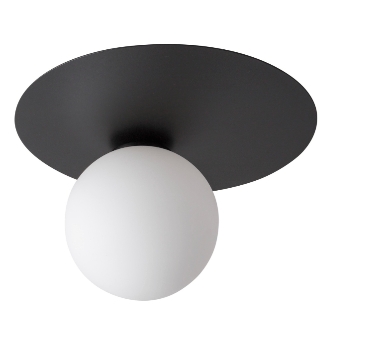Promocja – czarny plafon sufitowy Fjordlux z kulistym kloszem