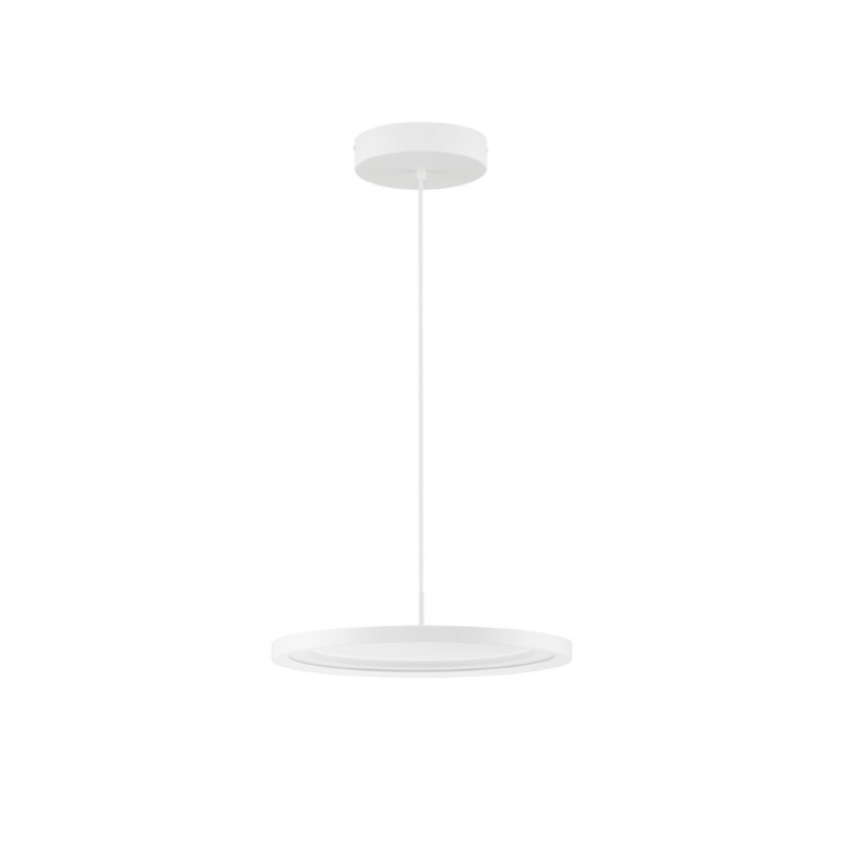 Lampa wisząca Neru LED w białym macie o płaskim kształcie do jadalni