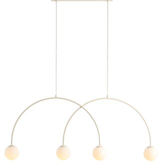 Lampa wisząca Una 4L kremowa z podwójnym łukowym kloszem