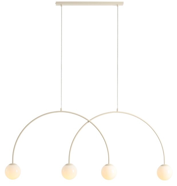 Lampa wisząca Una 4L kremowa z podwójnym łukowym kloszem