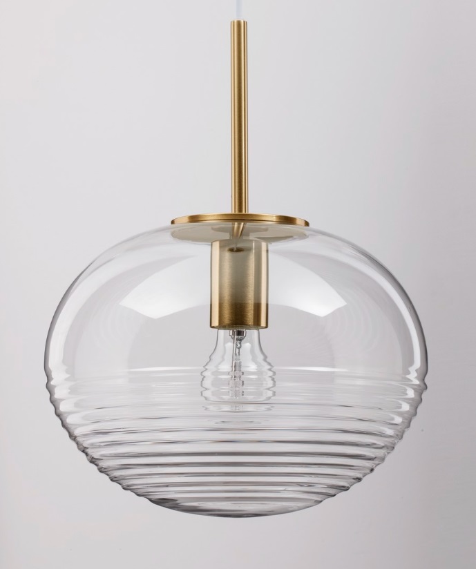 Wisząca lampa Quina 28 ze szkła w kolorze klasycznego złota