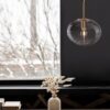 Wisząca lampa Quina 28 ze szkła w kolorze klasycznego złota