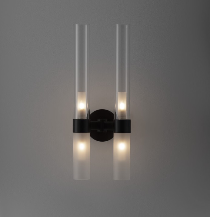 Kinkiet szklany Kavine 2 z pionowymi tubami do salonu