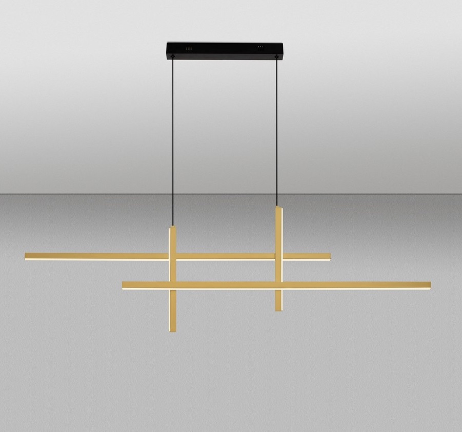 Wisząca lampa LED 43W w złotym, geometrycznym stylu Shadowbeam