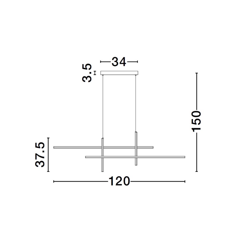 Wisząca lampa LED 43W w złotym, geometrycznym stylu Shadowbeam