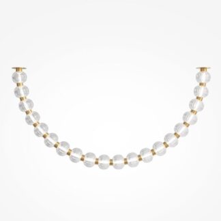 Lampa sufitowa LED Amulet w stylu art deco – złota z łańcuchem ze szklanych kulek