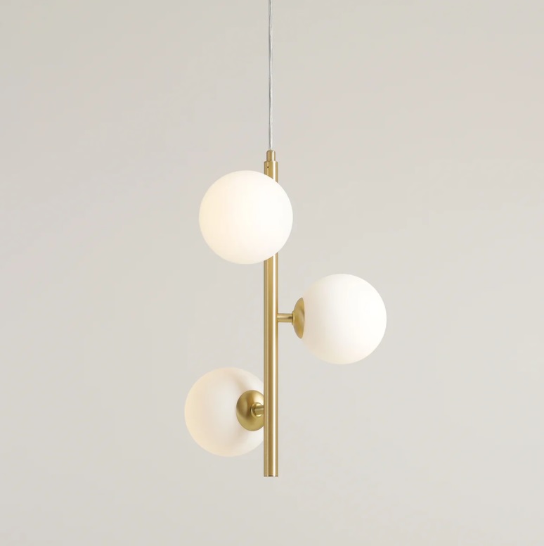Wisząca lampa Fin S 34 w złotym kolorze – idealna nad szafkę do sypialni