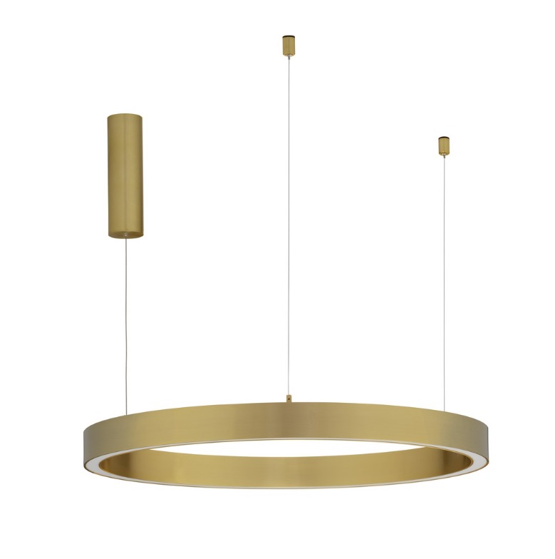 Elegancka lampa sufitowa LED Tovia 80 w złotym wykończeniu – okrągły pierścień świetlny