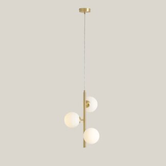 Wisząca lampa Fin S 34 w złotym kolorze – idealna nad szafkę do sypialni