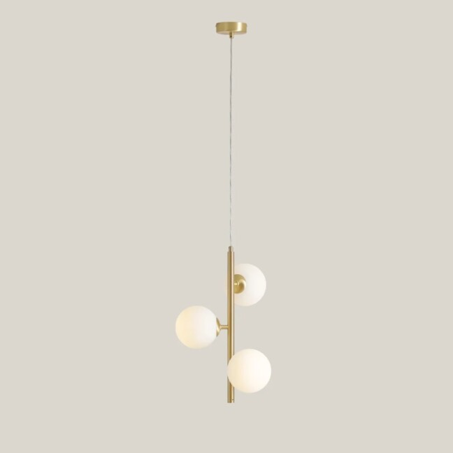Wisząca lampa Fin S 34 w złotym kolorze – idealna nad szafkę do sypialni
