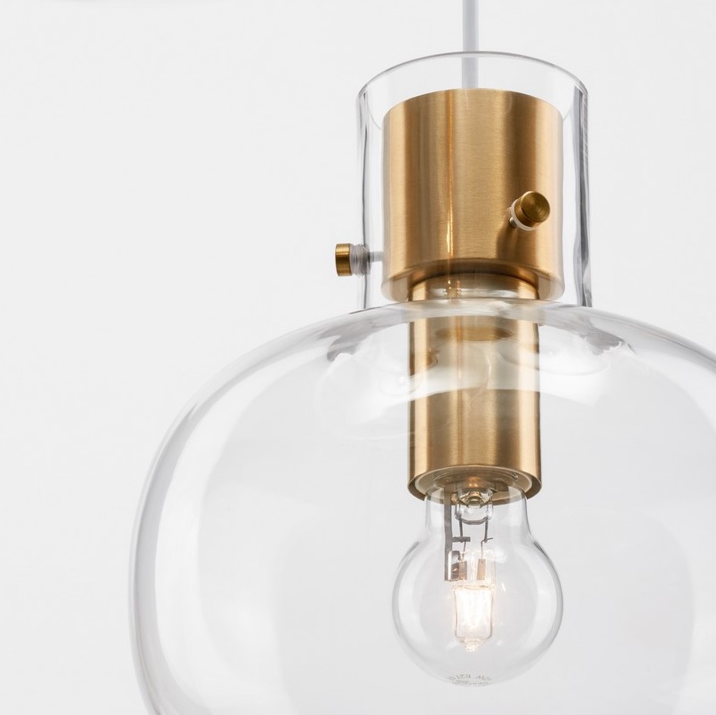 Złota lampa wisząca Mellu 3 z trzema punktami świetlnymi nad wyspę – klasyczny styl