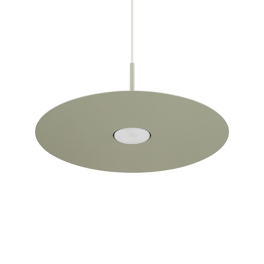 Lampa wisząca Simone w odcieniu szałwiowej zieleni, płaski model idealny nad blaty