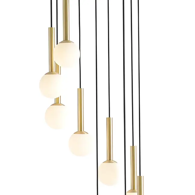 Wisząca lampa RIU 9 w kolorze złotym