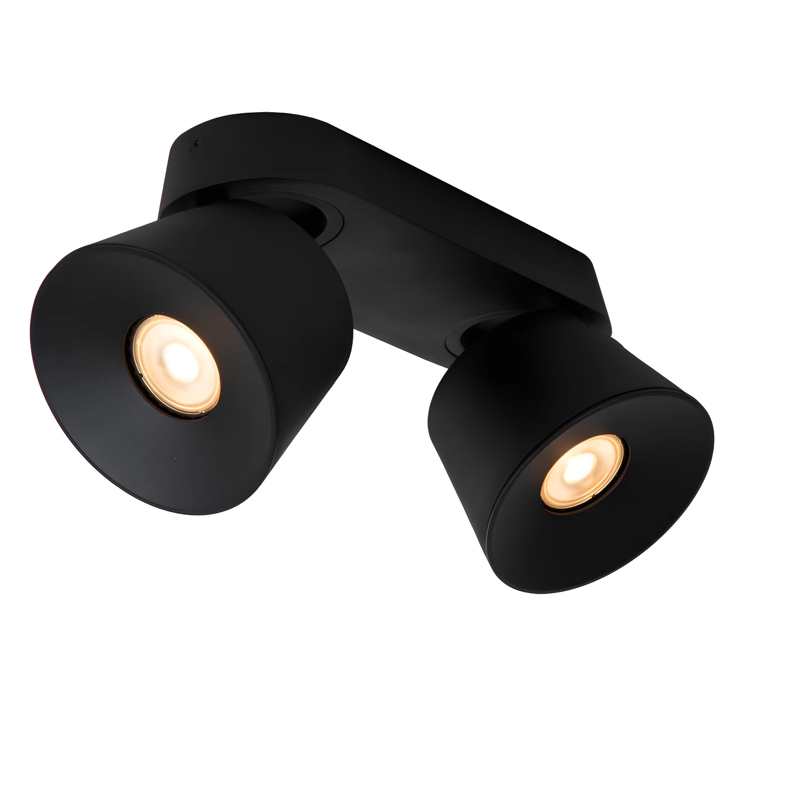 Nowoczesna lampa sufitowa Trigono 2 z dwoma regulowanymi reflektorami w kolorze czarnym