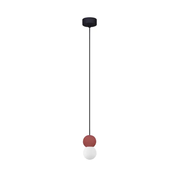 Czerwona lampa wisząca StoneBall z betonu