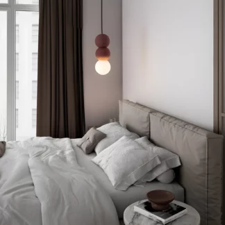 Lampa wisząca StoneBall 2 z betonu z czerwonymi kulkami