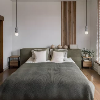 Wisząca lampa z betonu StoneBall 2 w szarych kulach do sypialni