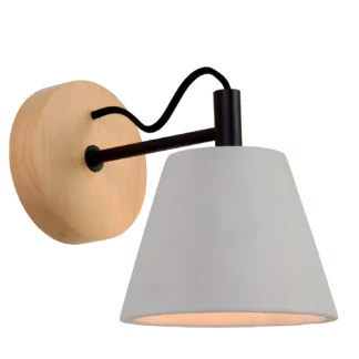 Kinkiet Possio z betonu na drewnianej podstawie