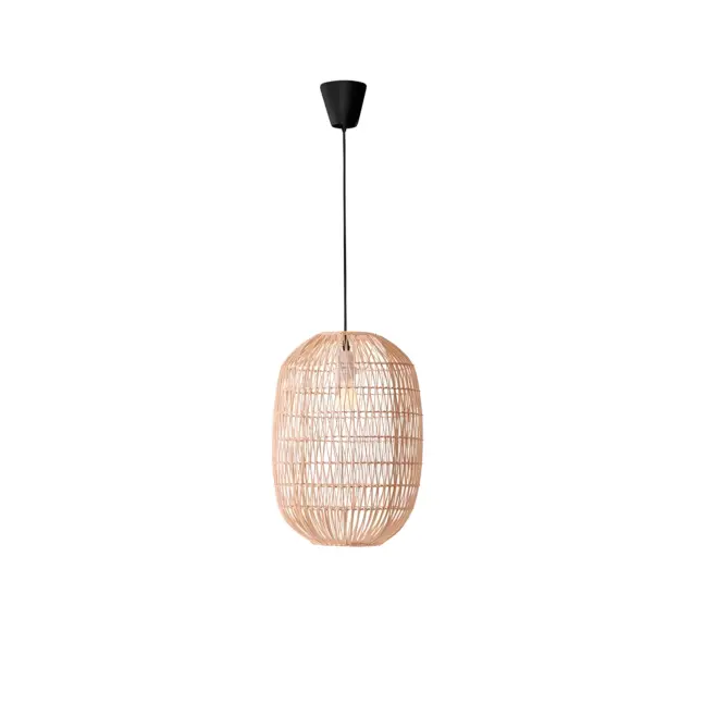 Lampa wisząca Zoreli w kolorze beżowym z rattanu
