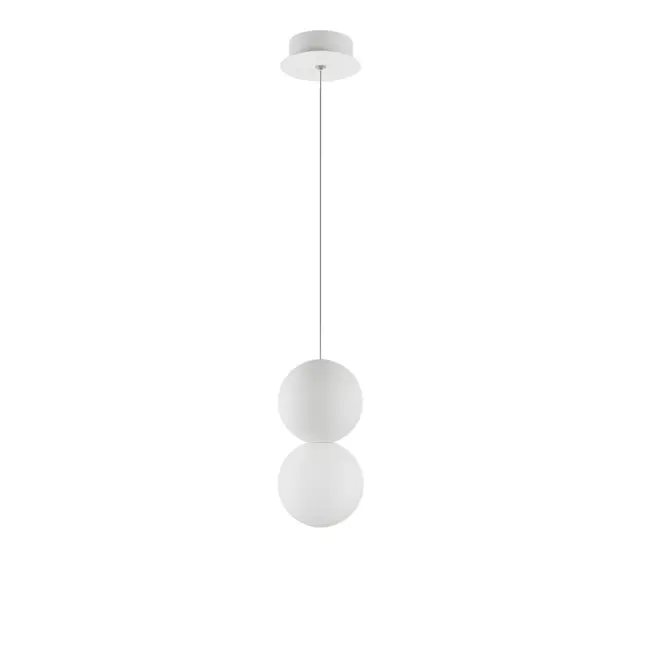 Wisząca biała lampa StoneBall 10 z gipsową kulą do sypialni
