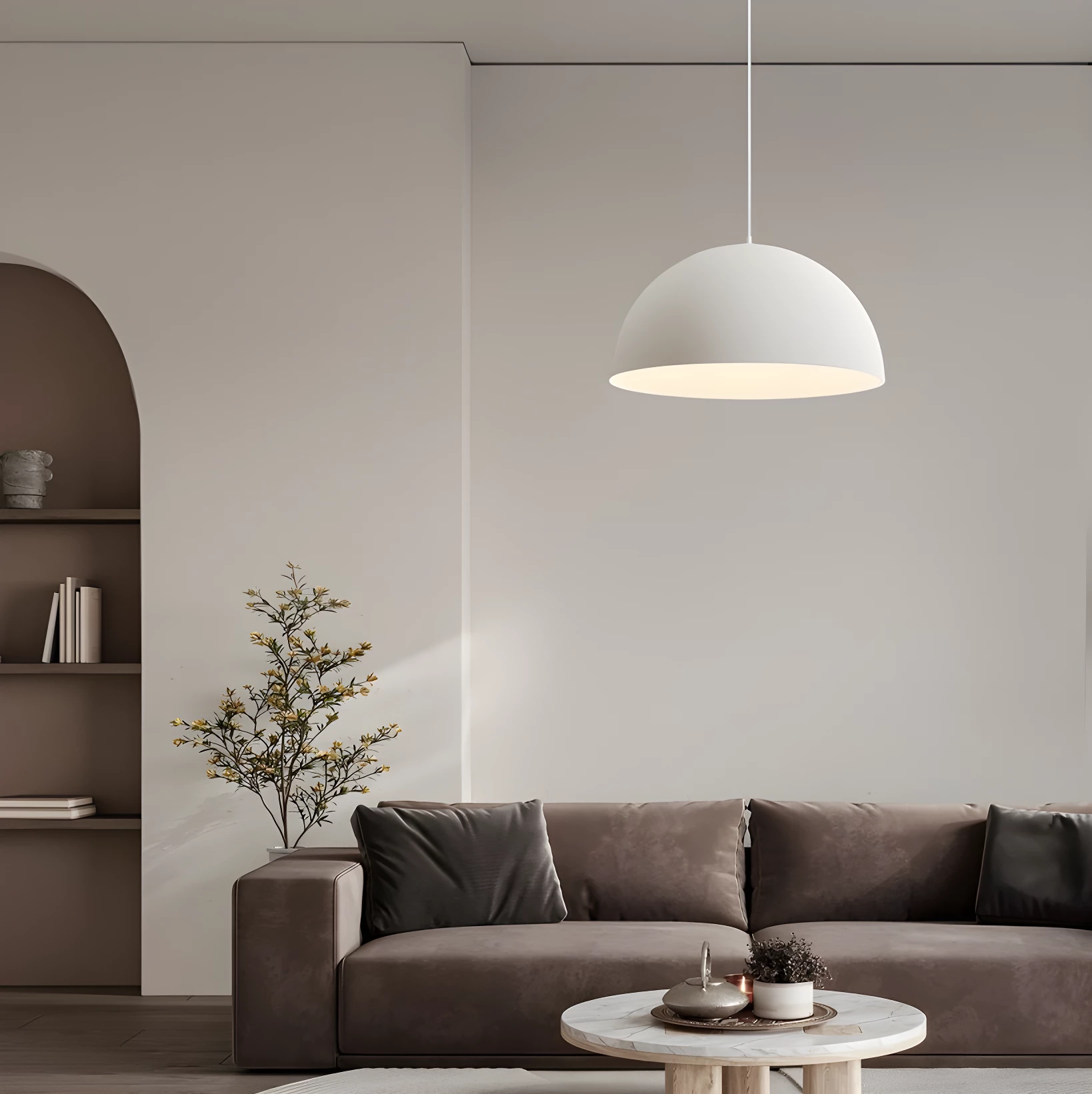 Biała zwieszana lampa Cluora Luce z chropowatą fakturą – idealna nad stół