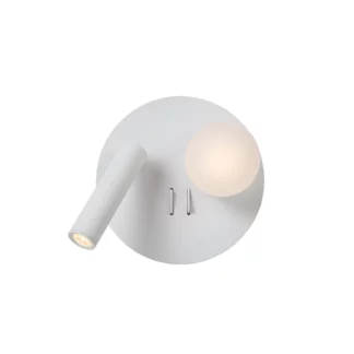 Kinkiet LED Matiz w kolorze białym z USB i reflektorem do czytania – idealny do sypialni przy łóżku