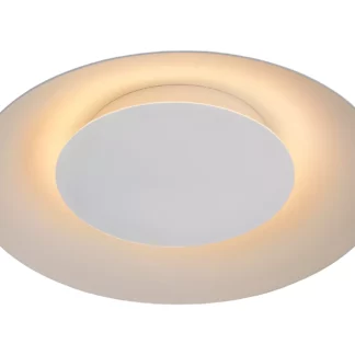 Nowoczesny biały plafon Foskal LED 35 emitujący subtelne, rozproszone światło