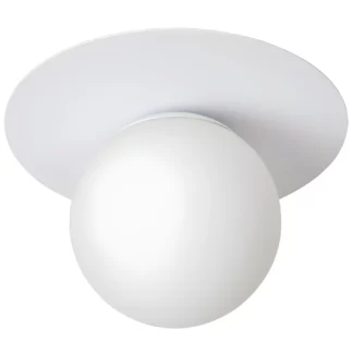 Plafon sufitowy Tricia w białym kolorze ze szklaną kulą