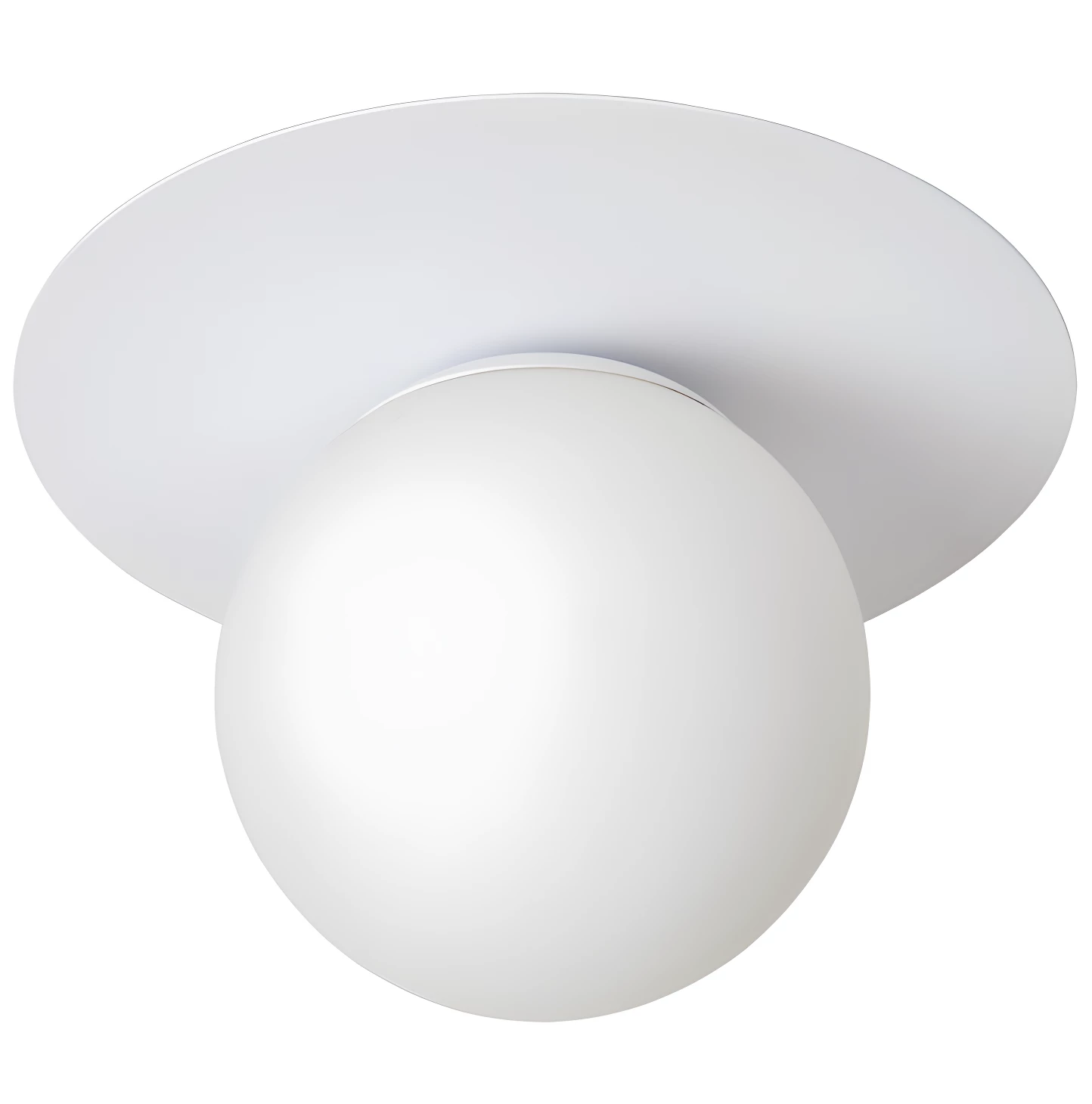 Plafon sufitowy Tricia w białym kolorze ze szklaną kulą