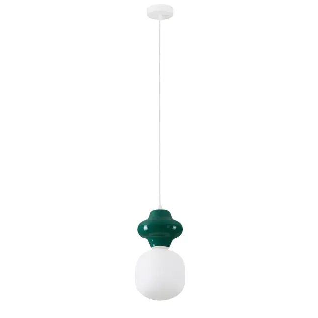 Ciemnozielona lampa wisząca Colorella z ceramiki