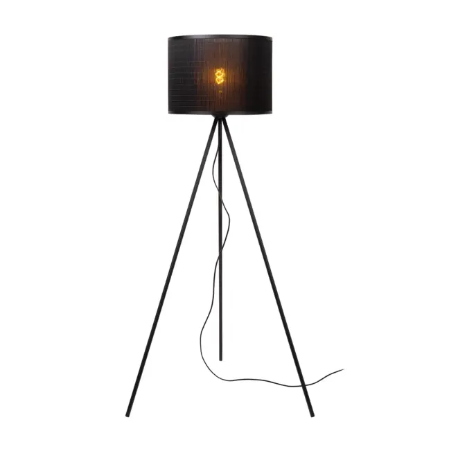 Lampa podłogowa Tagalog z czarnego bambusa na trójnogu