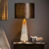 Stołowa lampa Velvet z szarą aksamitną podstawą – kolor czarny, idealna do salonu