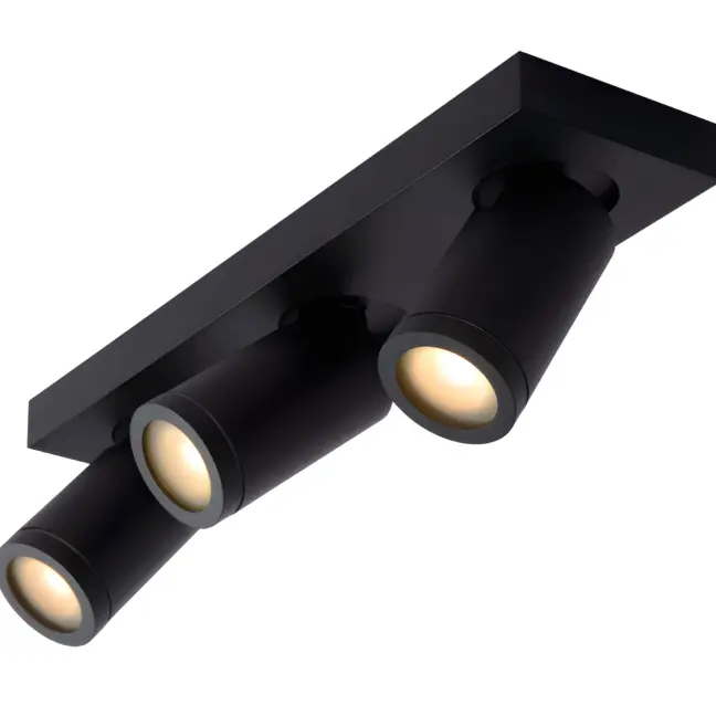 Lampa sufitowa Taylor 3 w czarnym kolorze z reflektorami do łazienki, klasa szczelności IP44