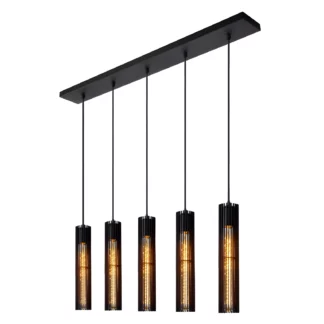 Lampa wisząca Lionel 5 w czarnym kolorze – eleganckie tuby nad stół lub wyspę kuchenną