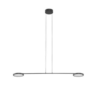 Wisząca lampa Vialto 2 w czarnym kolorze z płaskimi kloszami LED