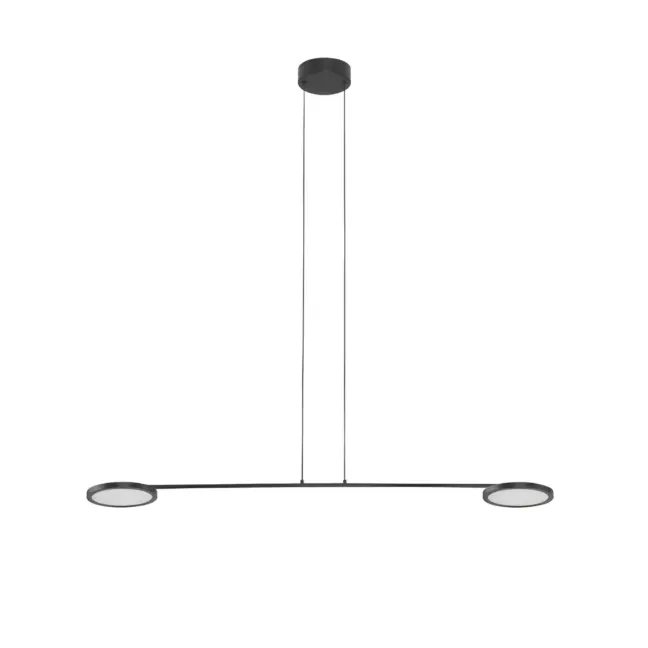 Wisząca lampa Vialto 2 w czarnym kolorze z płaskimi kloszami LED